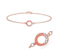Round CZ On Ring Shape Bracelet BRS-540-RO-GP